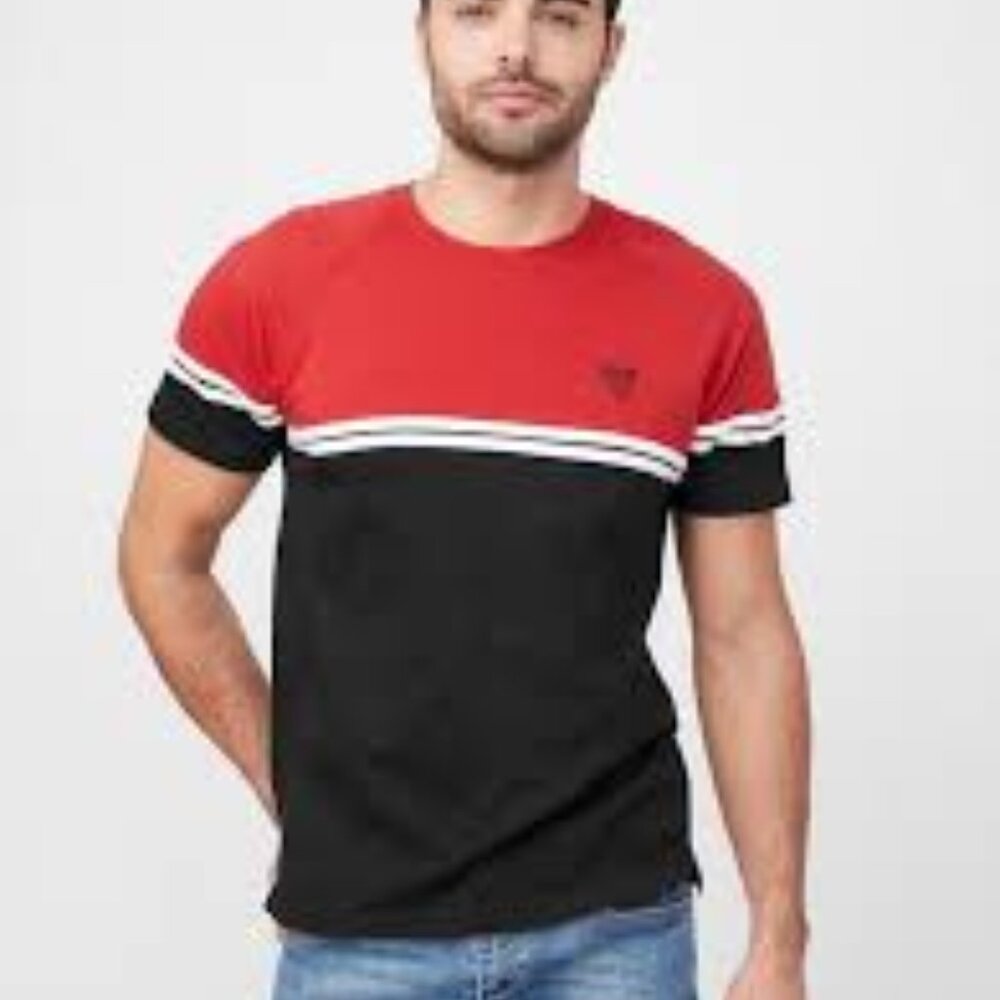 Guess Mens Yellow Red Bundle (2) Kido Color-Block Tee Shirts Size Medium